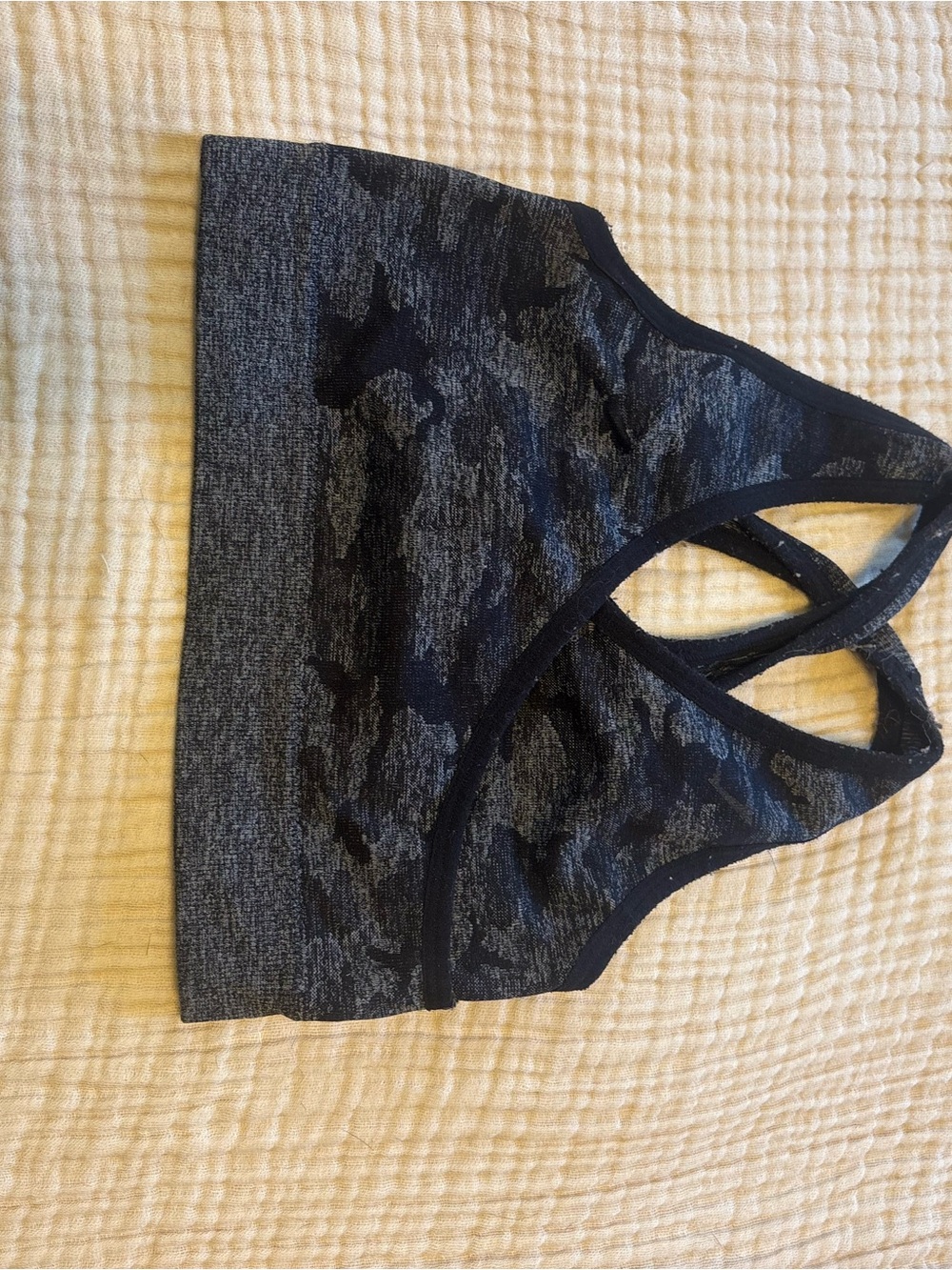Gymshark Black Camo Cross-Back Sports Bra
